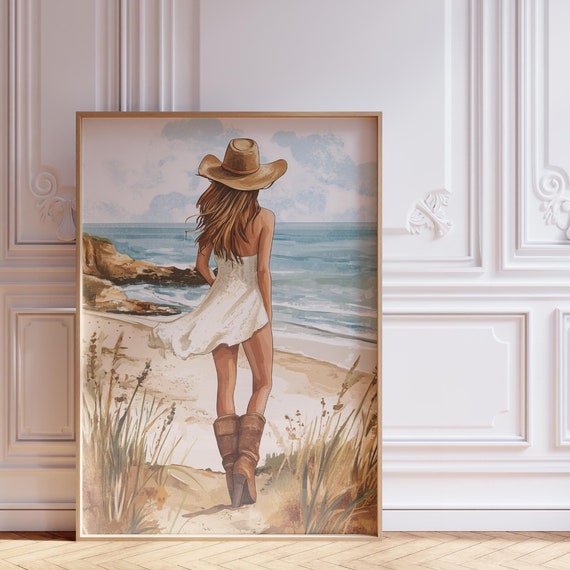 Coastal Cowgirl Coastal Or Ocean Print Surf Poster Beach Decor Retro Surf Poster Vintage Surf Poster For Above Couch Art Beachy Print