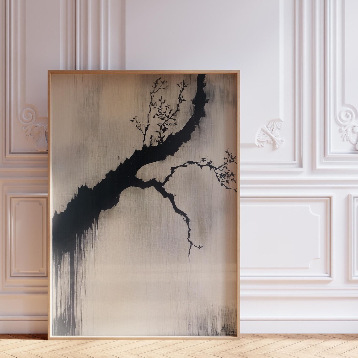 Abstract Black Ink Tree Branch Minimalist Zen Japanese Wall Art Poster - Image 4