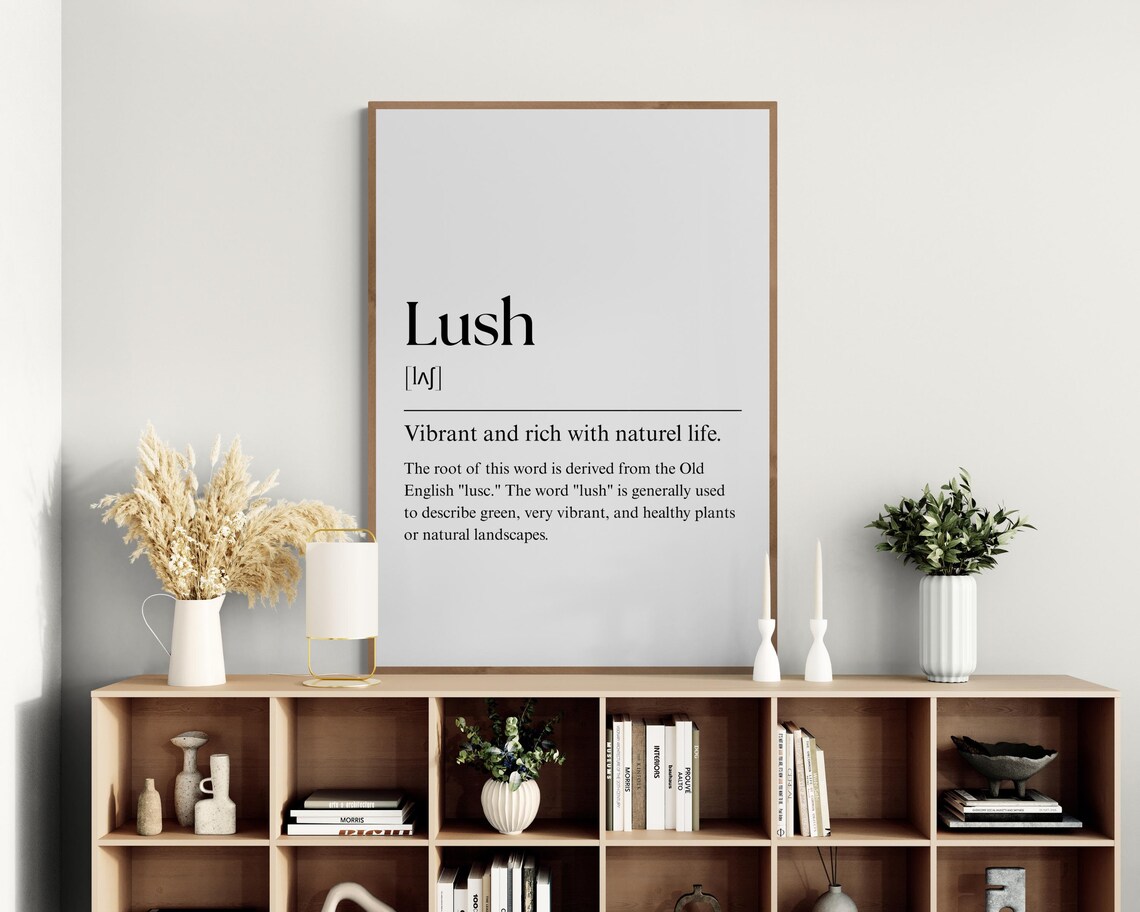 Lush Definition Print Minimalist Word Art Home Office Decor