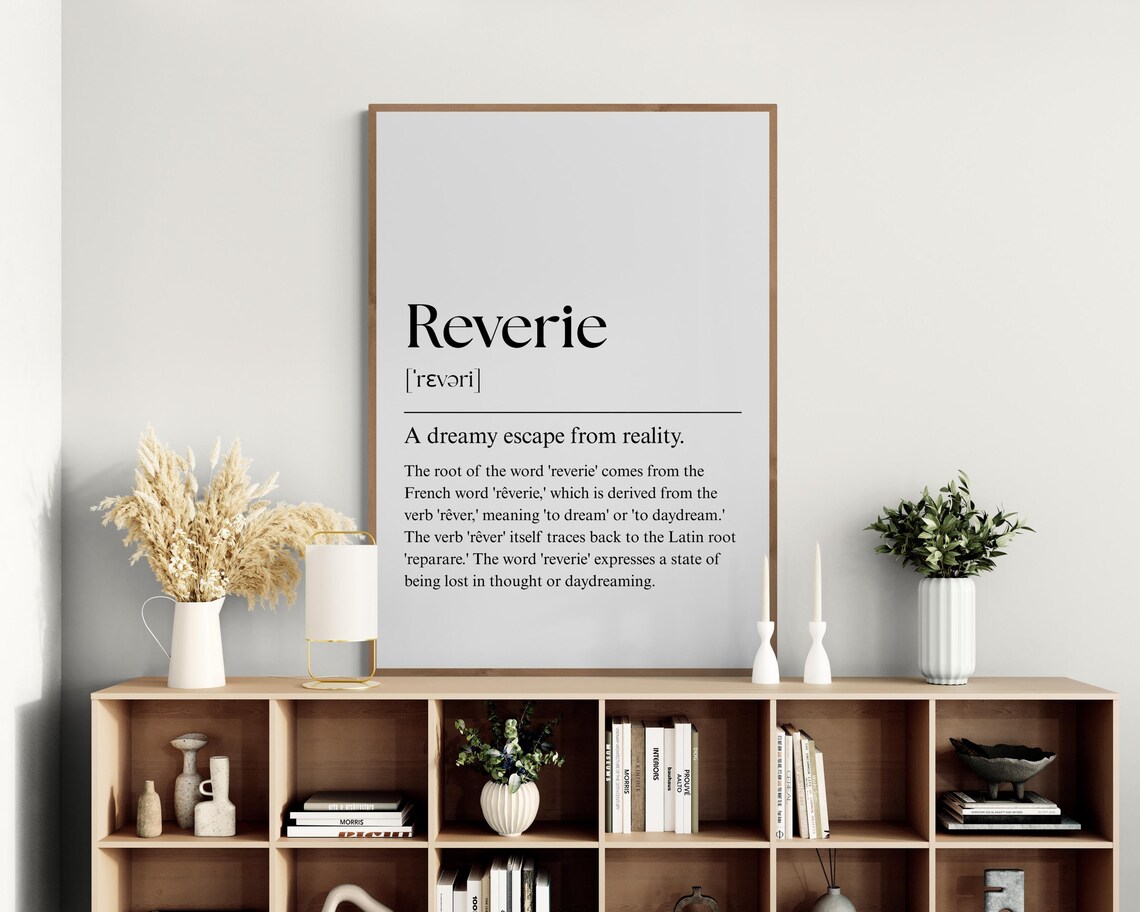 Reverie Definition Print Minimalist Word Art Office Home Decor