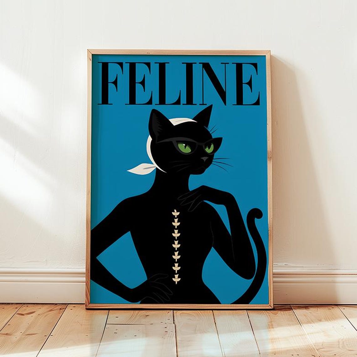 Feline Fashion Magazine Cover Style Chic Black Cat Editorial Poster