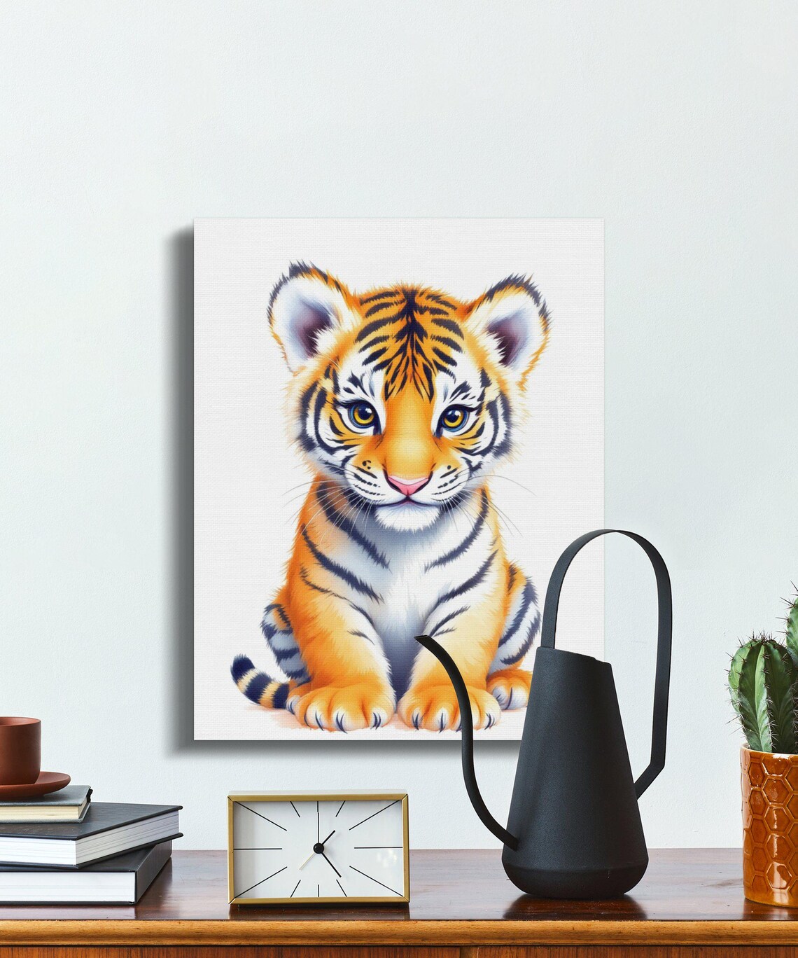 Cute Baby Tiger Cub Watercolor Jungle Nursery Playroom Poster
