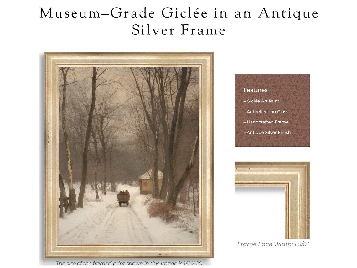 Vintage Winter Path Painting, Moody Landscape Art Print - Image 2