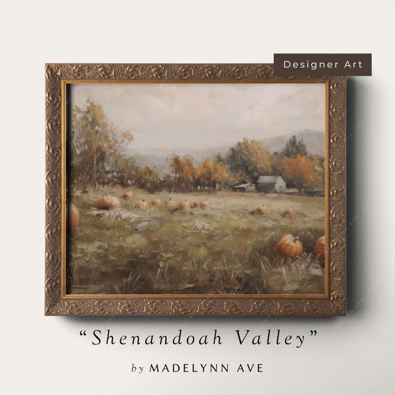 Pumpkin Patch Autumn Oil Painting Wall Art Print