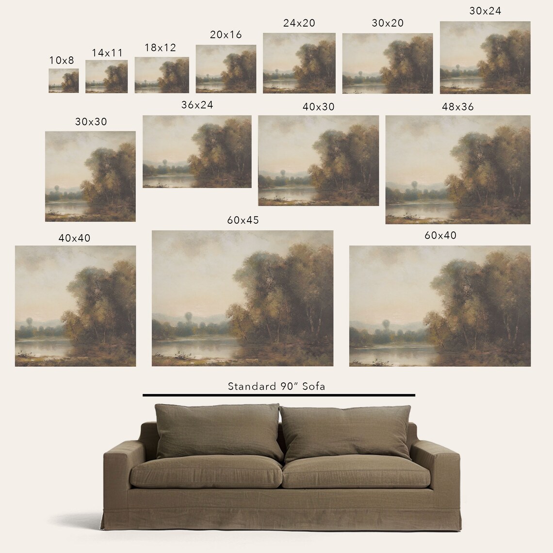 Moody Lakeside Vintage Oil Painting Landscape Scenic Art Poster - Image 2