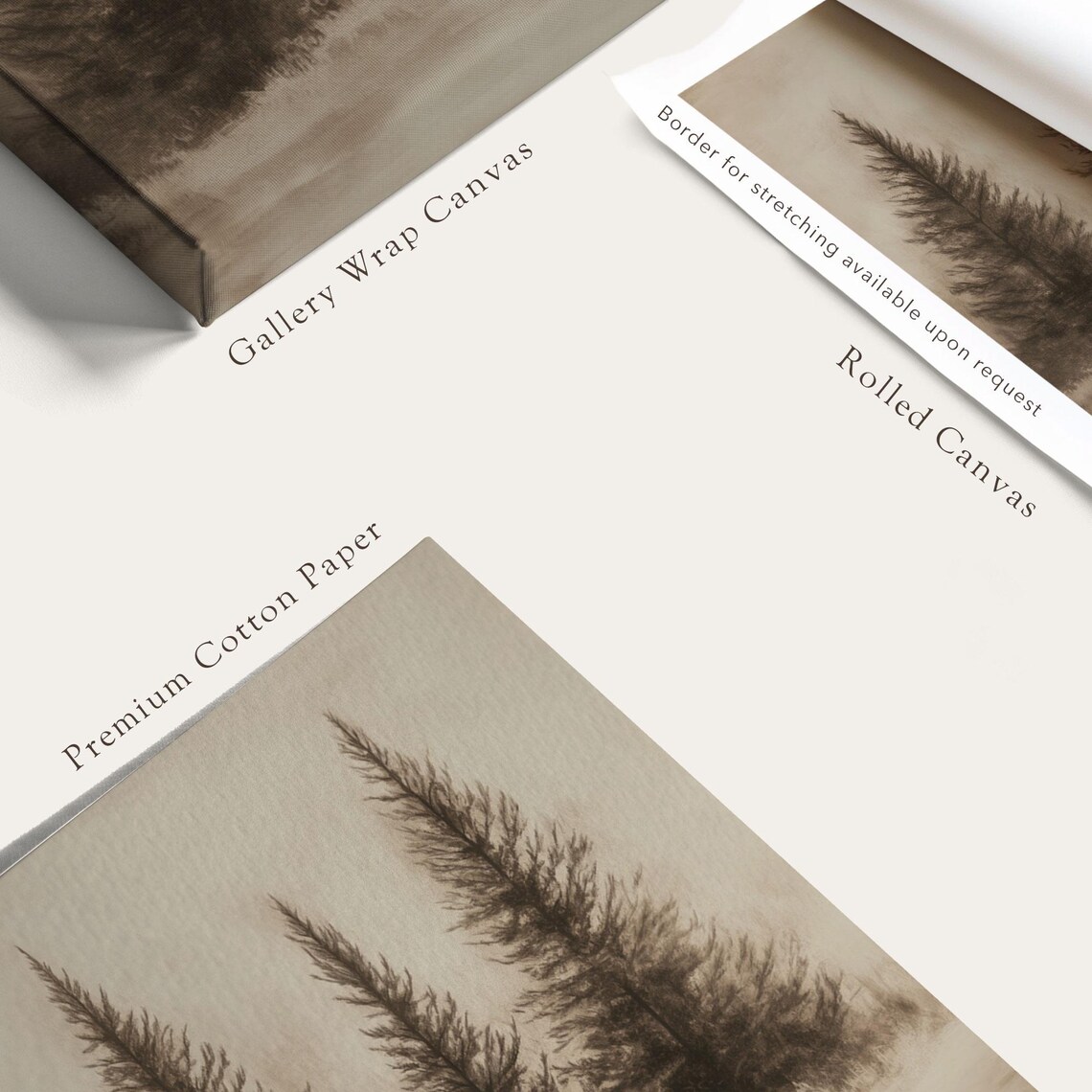 Vintage Winter Trees Art Print, Rustic Evergreen Landscape - Image 5