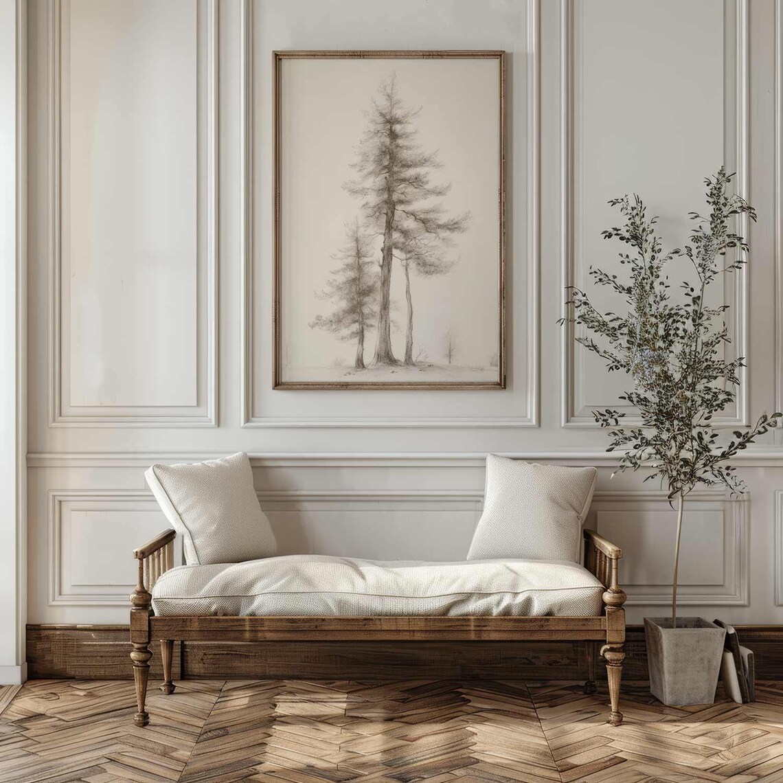 Modern Pine Tree Sketch Art Print, Farmhouse Style - Image 4
