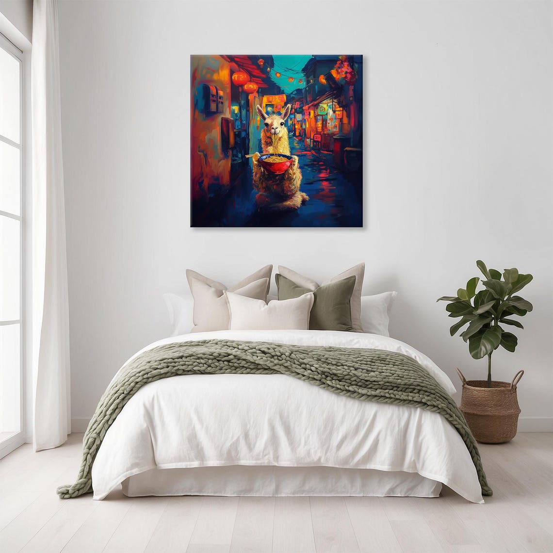 Maximalist Eclectic Ramen Llama Print Bold Altered Animal Portrait Fantasy Fun Colorful Renaissance Rustic Art