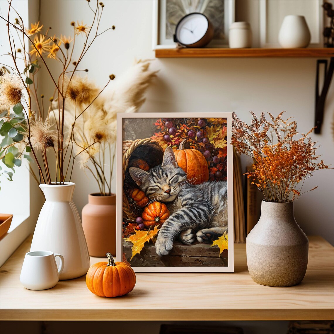 Tabby Cat Thanksgiving Cornucopia Wall Art Print - Image 7