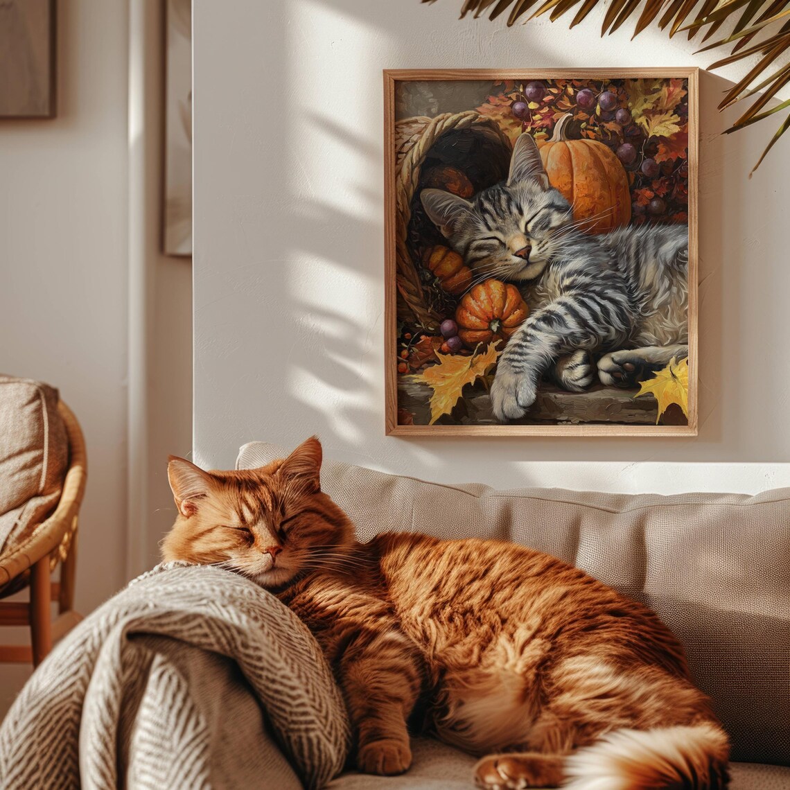 Tabby Cat Thanksgiving Cornucopia Wall Art Print - Image 4