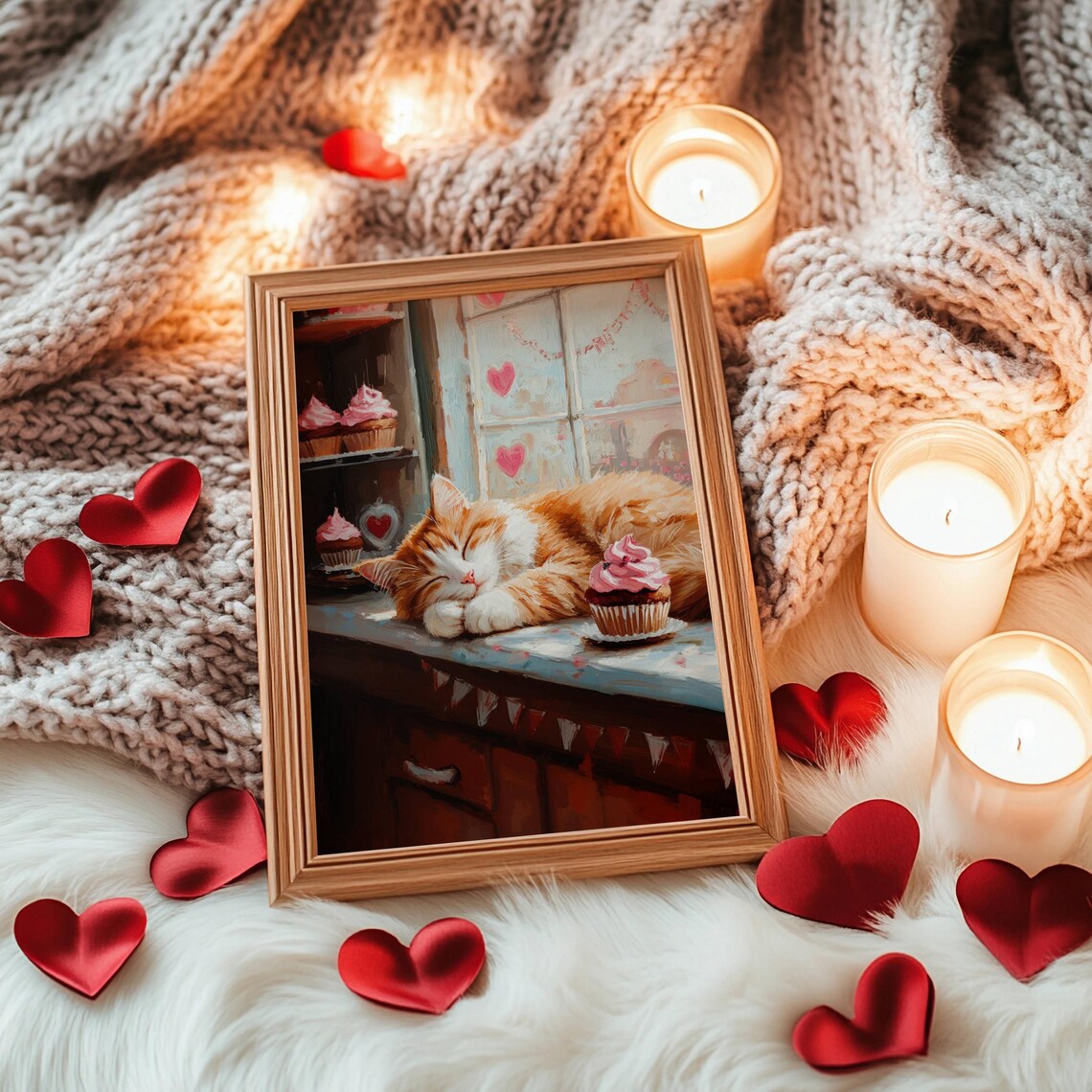 Ginger Cat In Cupcake Bakery, Valentine Poster - Image 4