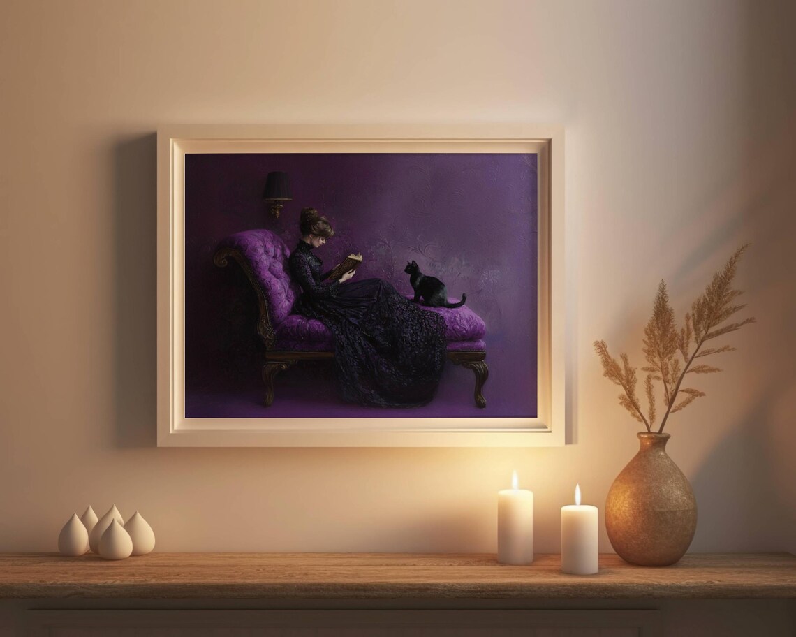 Victorian Woman Reading, Moody Library Wall Art - Image 2