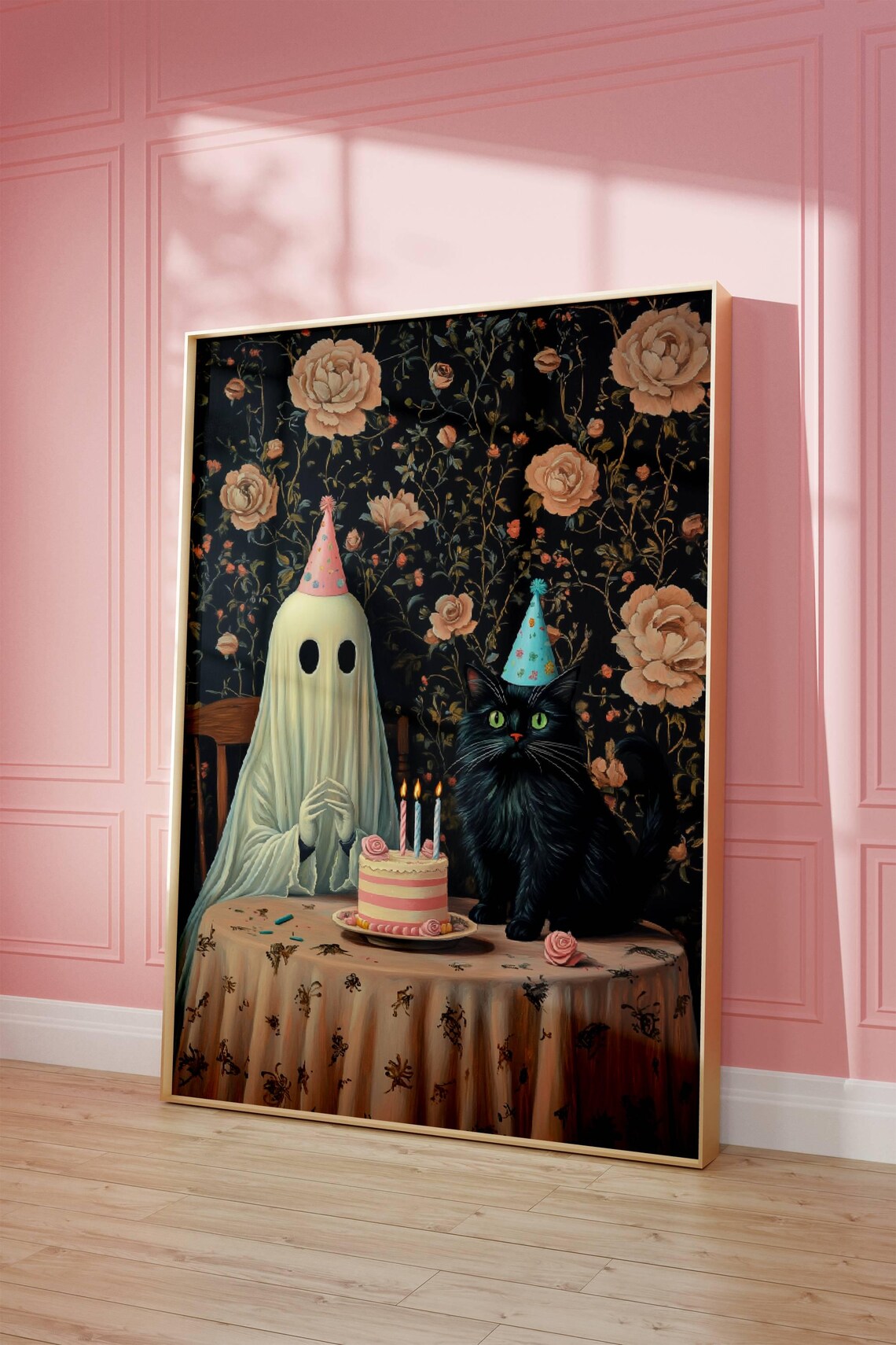 Ghost and Black Cat Birthday Party Art Print, Whimsigoth - Image 7