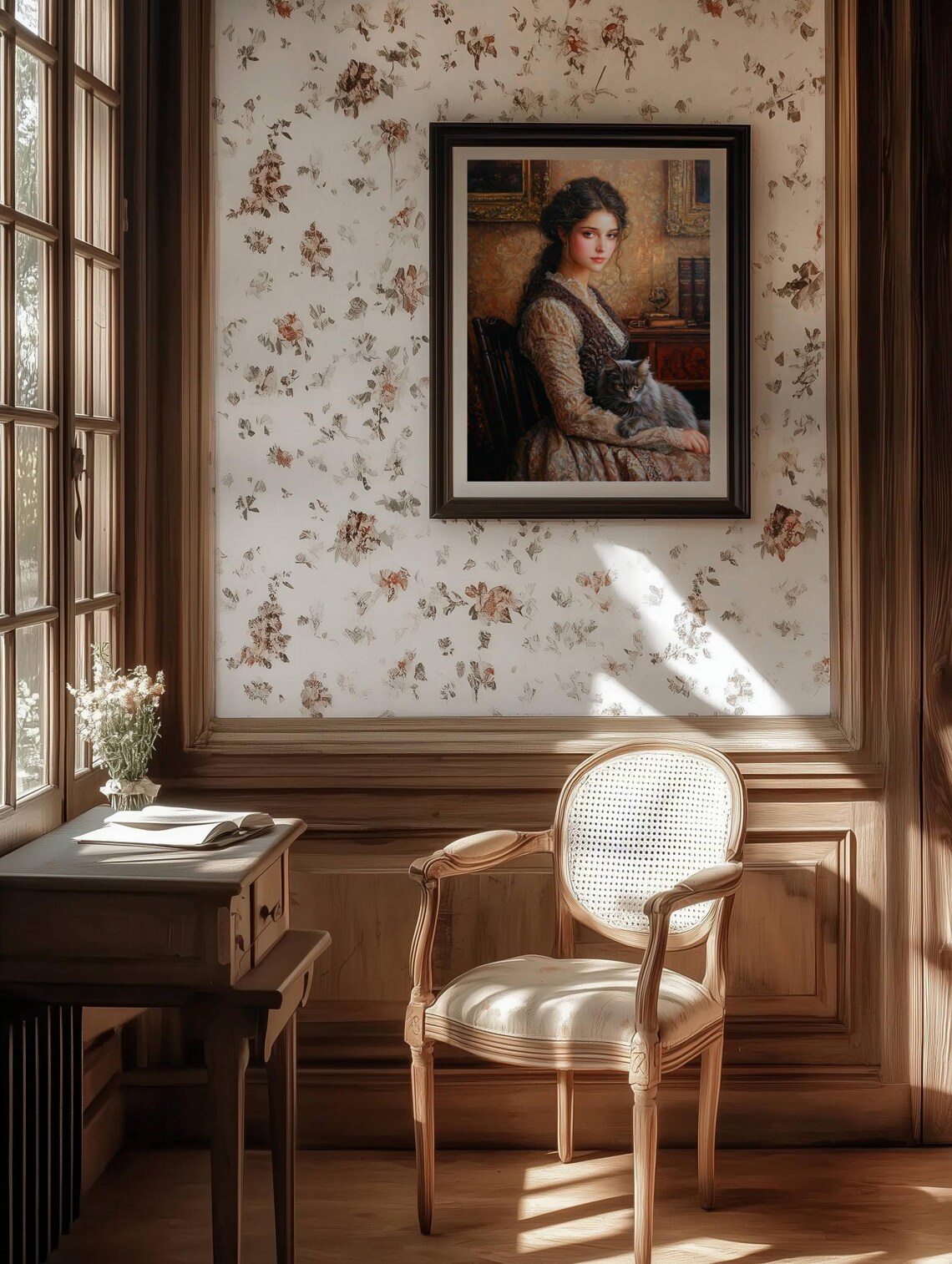 Victorian Lady With Her Cat, Moody Poster Print - Image 5