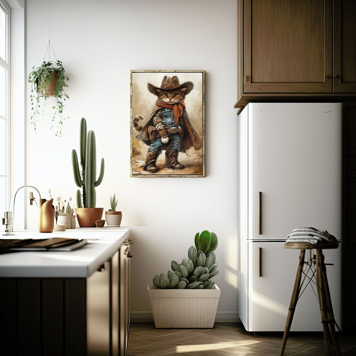 Cowboy Kitten in Boots and Hat Western Desert Cat Portrait Poster - Image 3