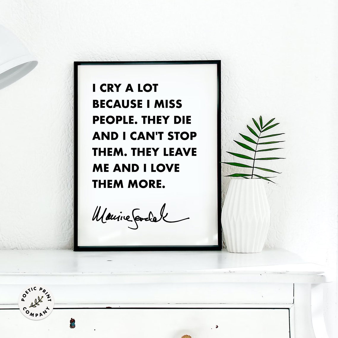 Maurice Sendak I Cry A Lot Because I Miss People Quote Wall Art - Image 4