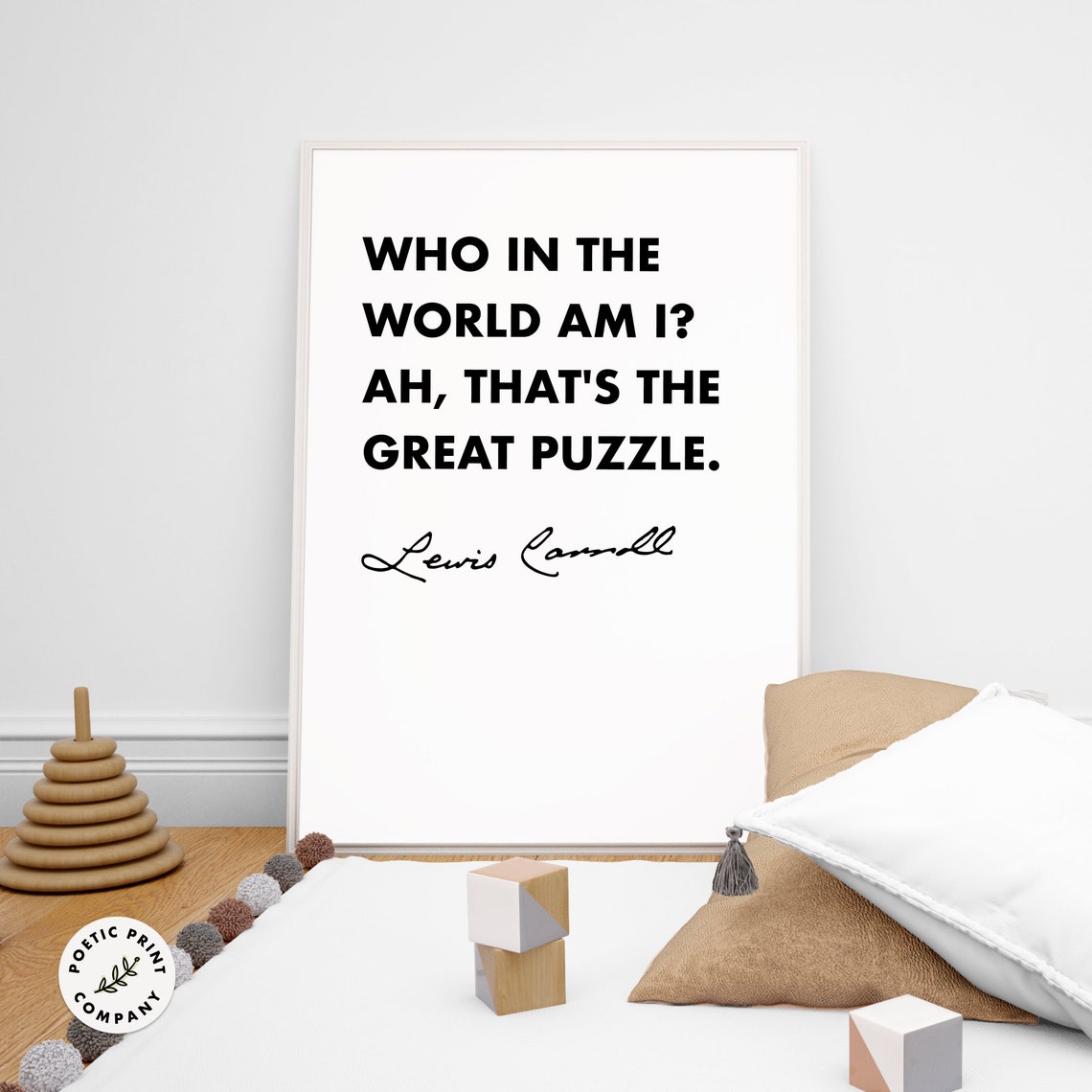 Lewis Carroll Great Puzzle Minimalist Black White Nursery Quote Poster - Image 5