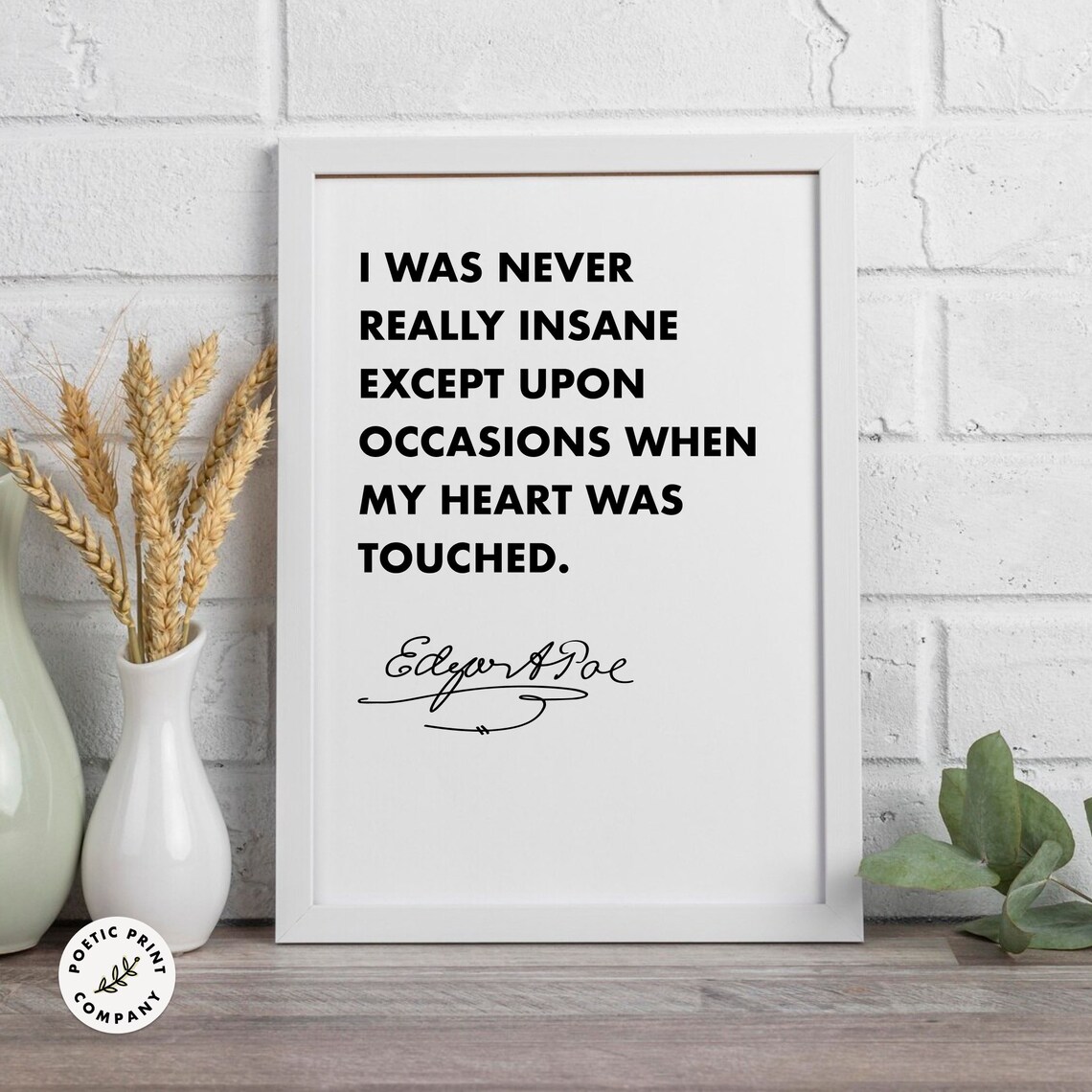 Edgar Allan Poe Quote Art Print for Book Lovers