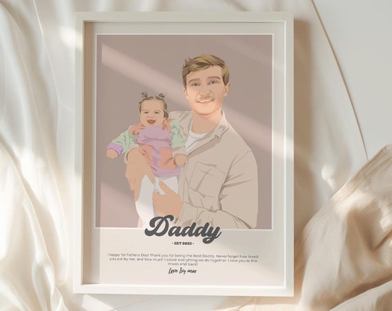 Personalised Dad Poster Fathers Day Gift Commission Illustration Personalised Art From Photo Family Portrait