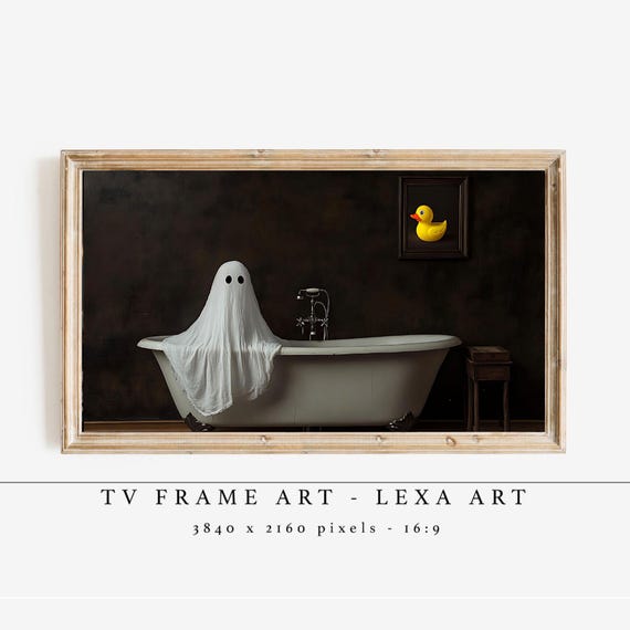 In Bathtub Tv Frame Art Halloween Spooky Samsung Funny Gothic Wall Decor Haunted Screensaver