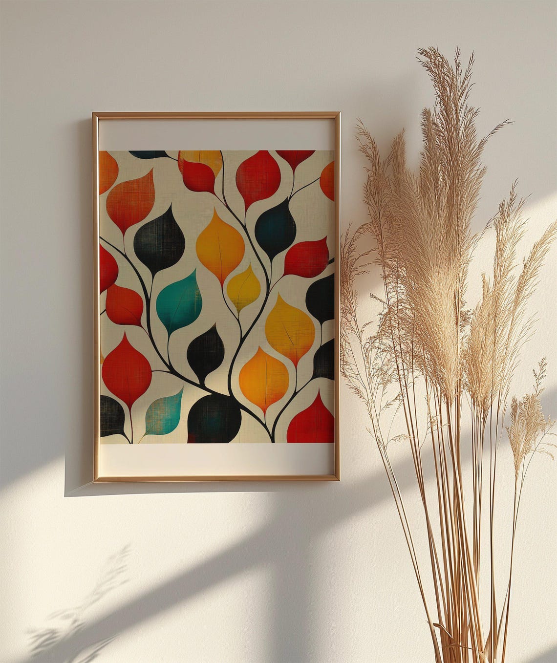 Vibrant Abstract Leaf Art Modern Wall Dcor Colourful Leaf Wall Print Artistic Leaf Poster Living Room Wall Art Bold Leaf Design - Image 2
