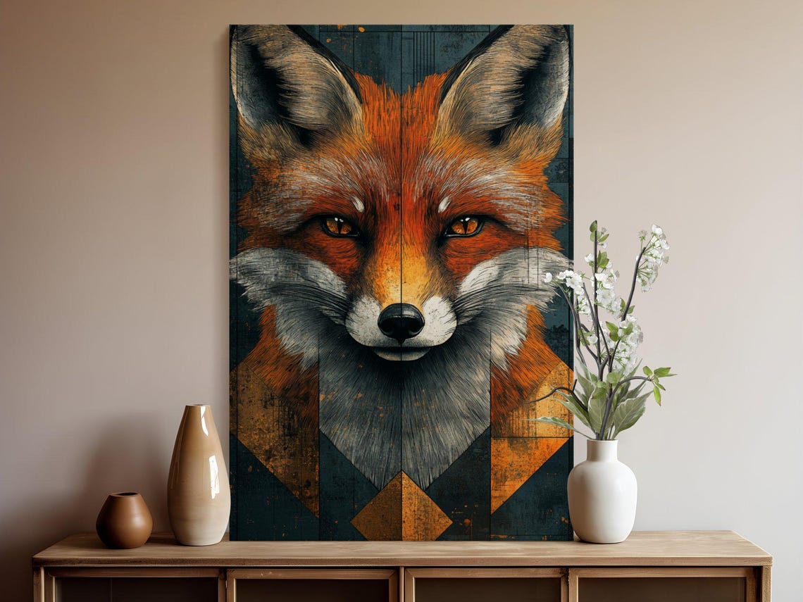 Fox Wall Art Print Fox Dcor Animal Artwork Modern Wildlife Prints Geometric Fox Art Forest Animal Wall Dcor New Home Gift Idea - Image 5