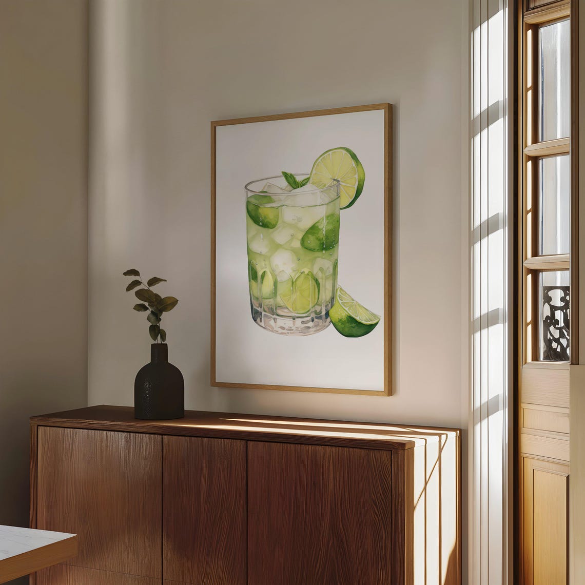 Classic Mojito Cocktail With Lime and Mint Watercolor Poster - Image 4