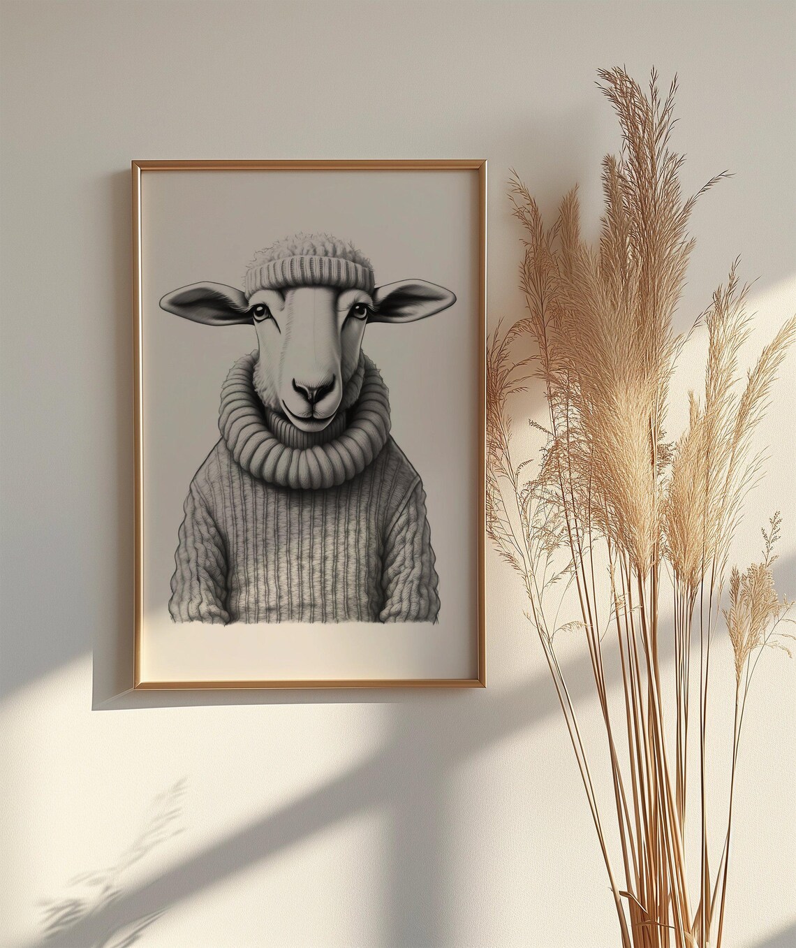Sheep Wearing Knit Sweater Funny Black White Farm Animal Poster - Image 2