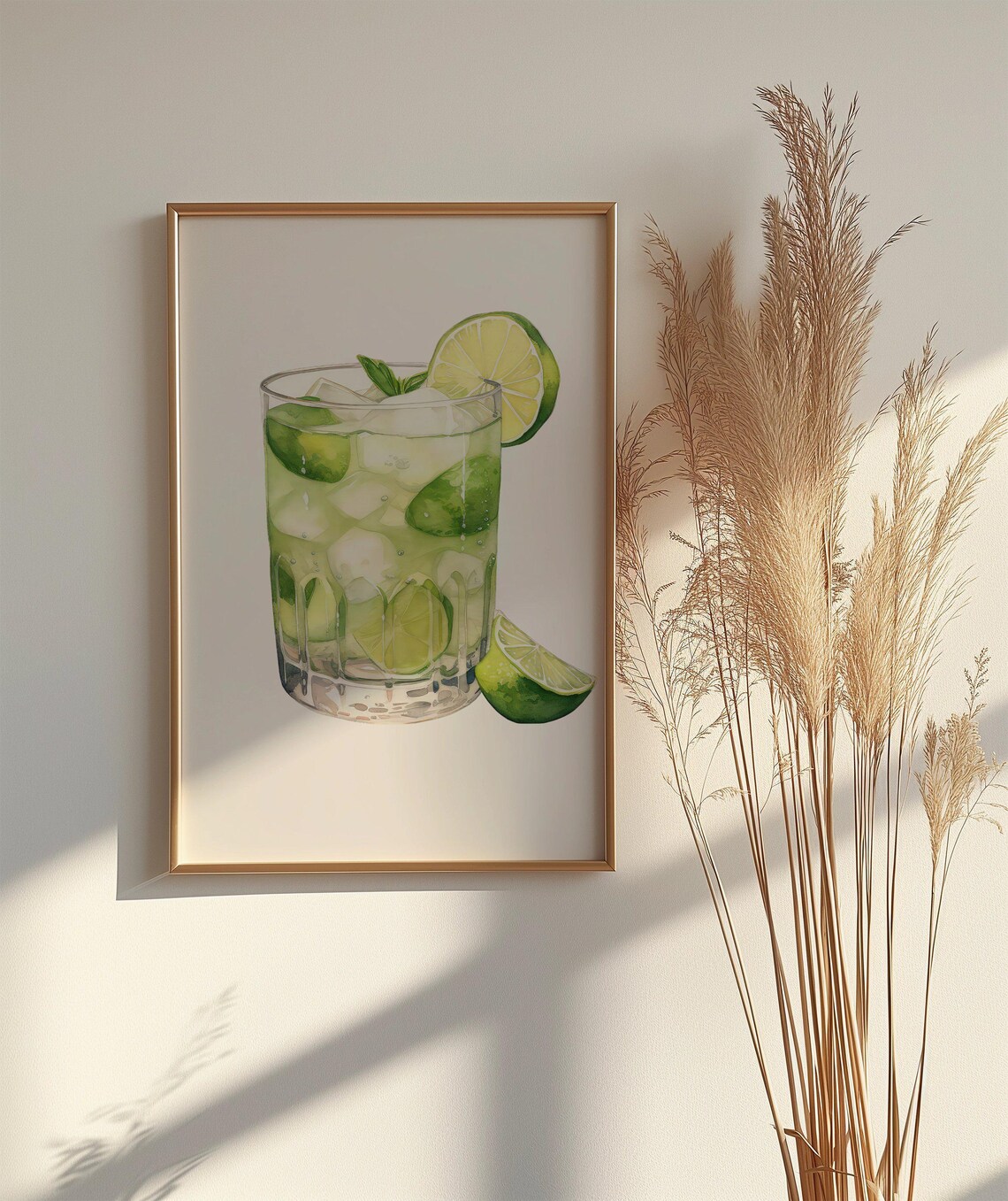 Classic Mojito Cocktail With Lime and Mint Watercolor Poster - Image 2