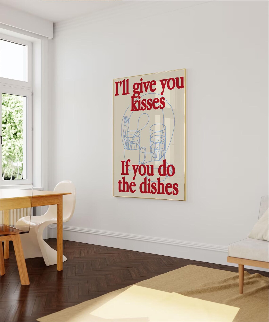 Kisses If You Do The Dishes Mid-Century Poster - Image 3