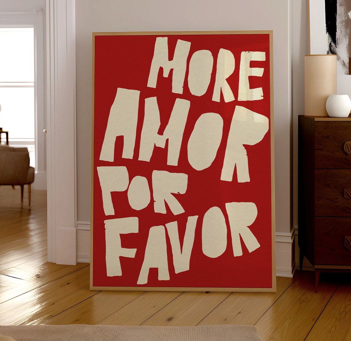 More Amor Por Favor Poster Love Quote Print Red Pink Wall Art Print Trendy Poster Aesthetic Modern Eclectic Poster Preppy Room Maximalist