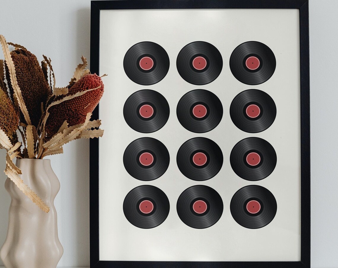 Vinyl Records Grid Retro Music Lover Minimalist Decor Poster - Image 3