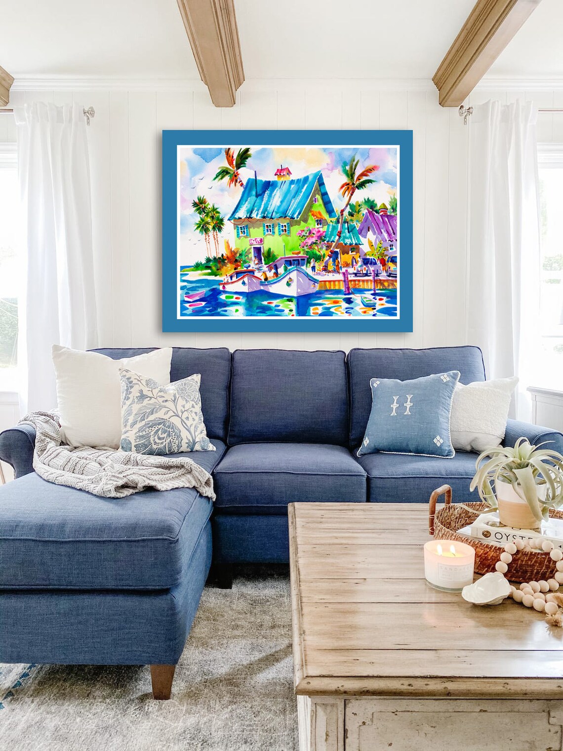 Key West Watercolor Boat Travel Poster, Florida Island - Image 2