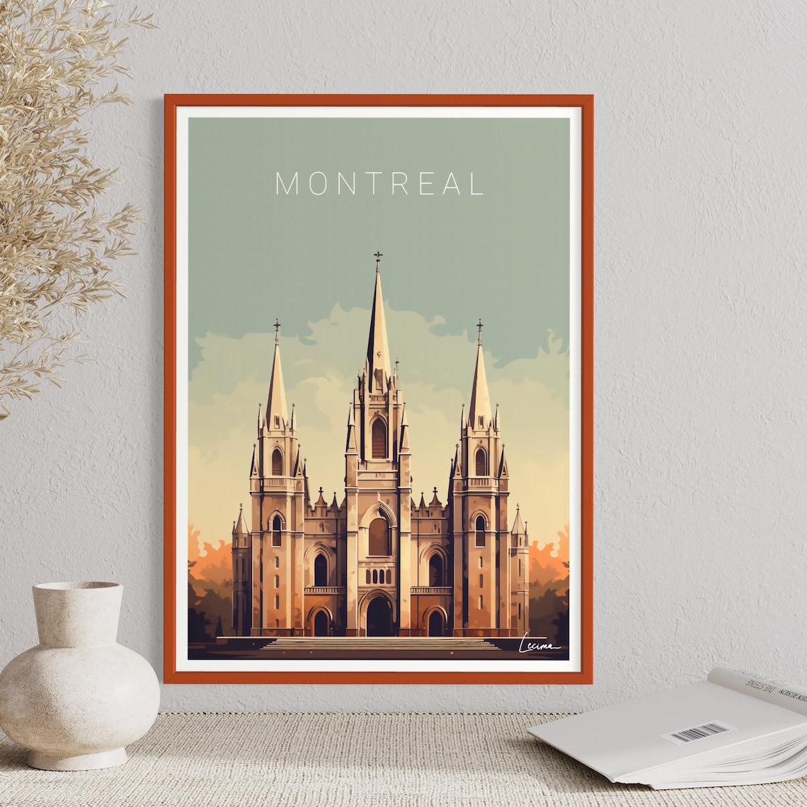 Montreal Canada Notre Dame Basilica Landmark City Travel Poster