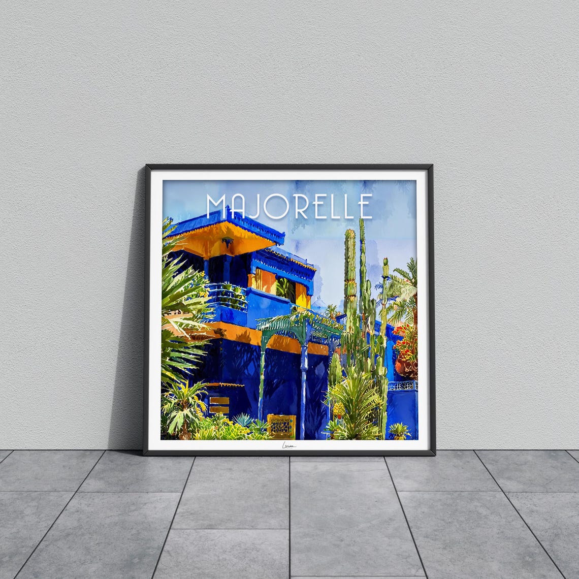 Majorelle Garden Marrakech Blue Villa Botanical Morocco Travel Poster