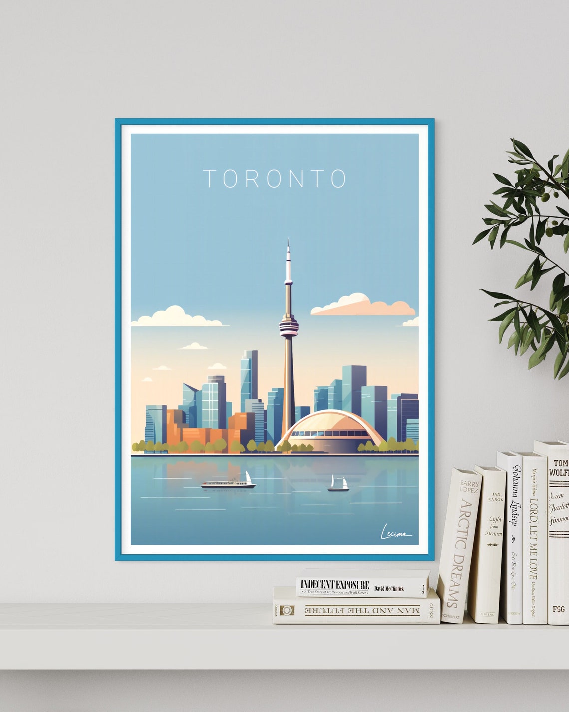 Toronto CN Tower Skyline Waterfront Vintage Canada Travel Poster