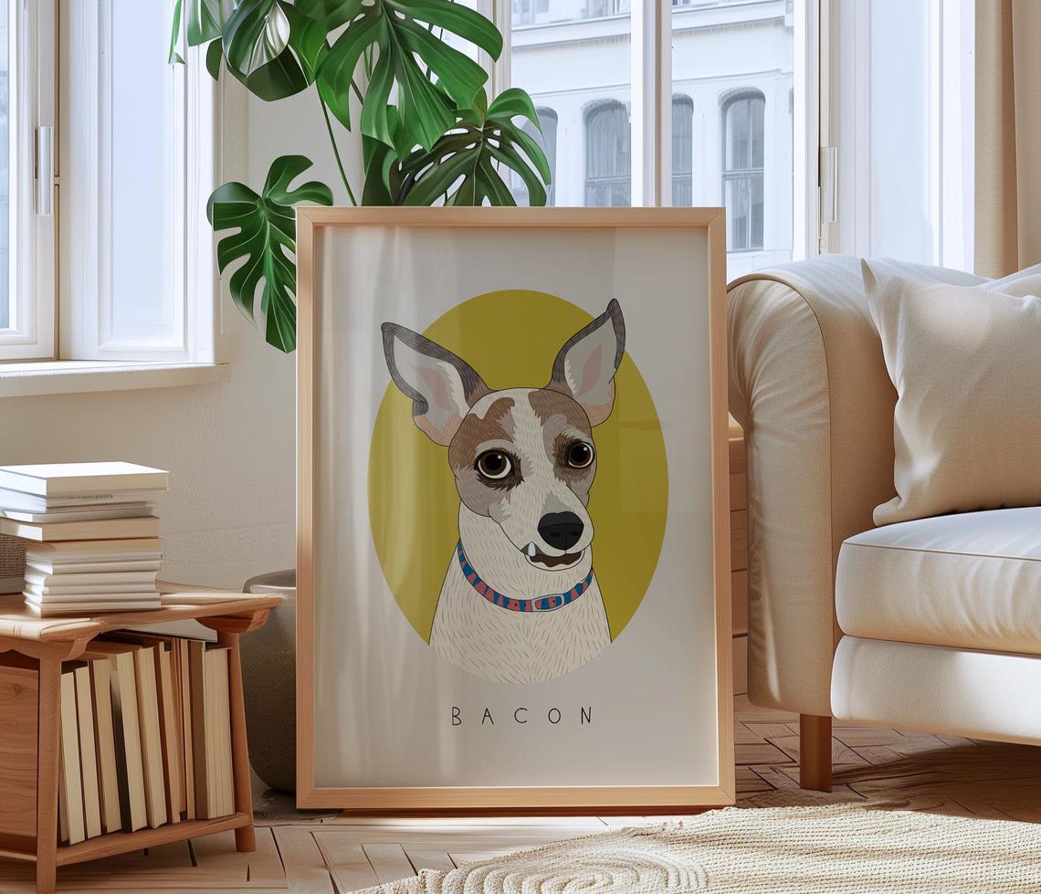 One Of A Kind Pet Portrait Illustration Pet Memorial Custom Pet Portrait Dog Drawing From Photo Gift For Pet Parents Dog Print - Image 3