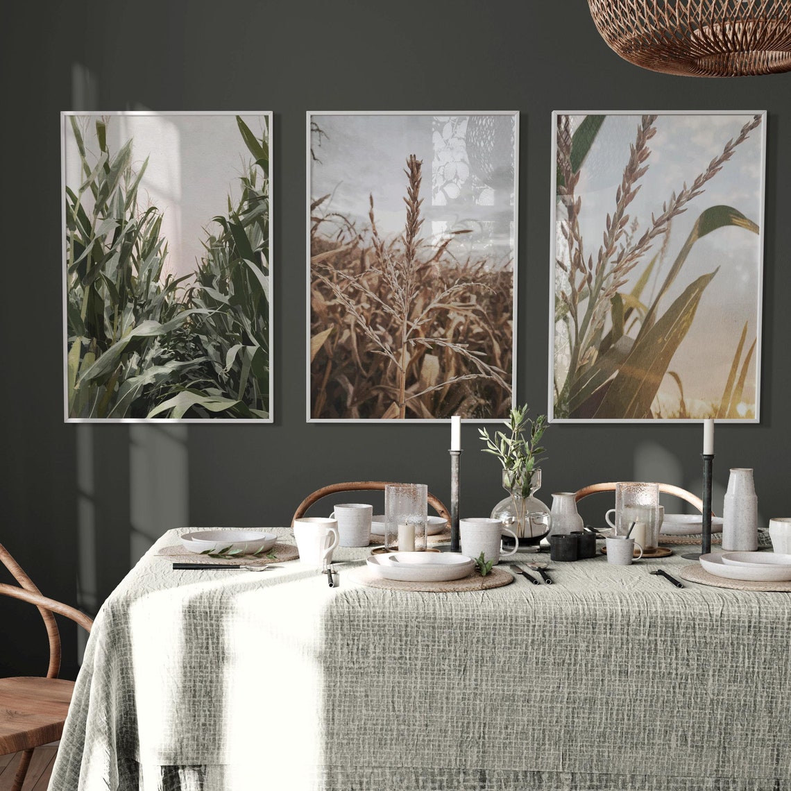 Field Corn Set Of 3 Art Print