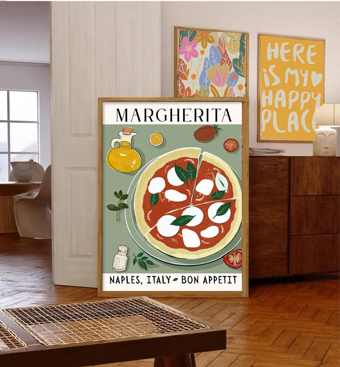Margarita Pizza Art Print, Italian Kitchen Decor - Image 6