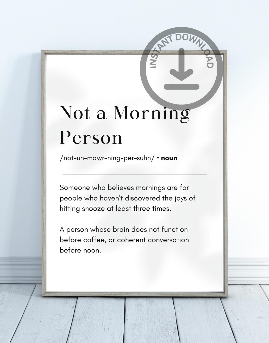 Not A Morning Person Funny Definition Coffee Humor Quote Poster