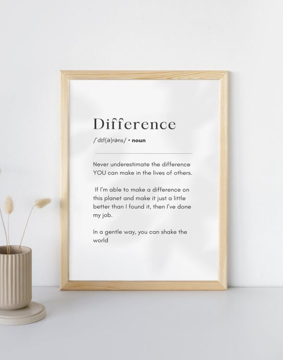 Difference Definition Print Minimal Print Best Friend Gift Gift For Sister Mentor Gift Teacher Present Inspiration