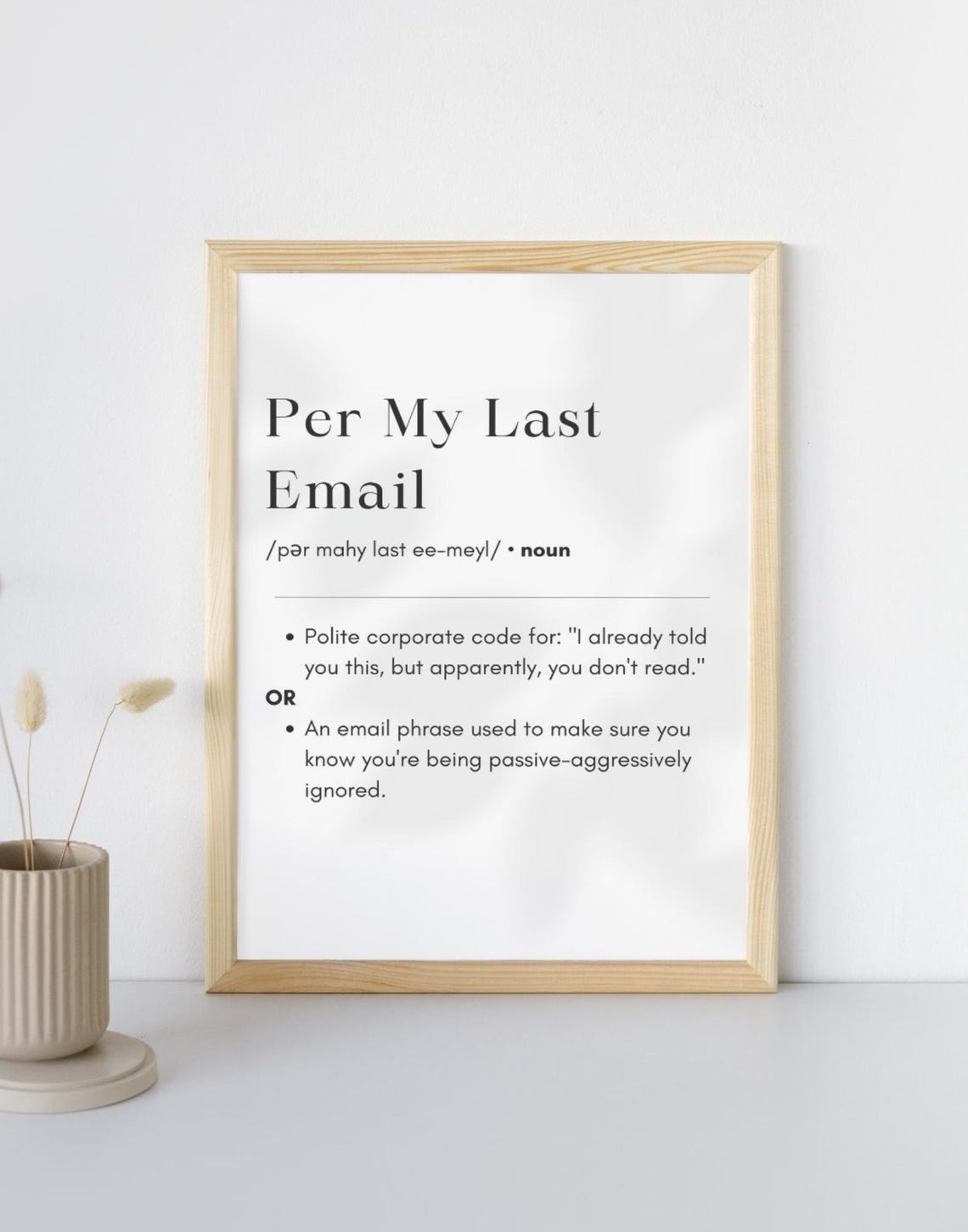 Per My Last Email Funny Corporate Definition Office Humor Poster