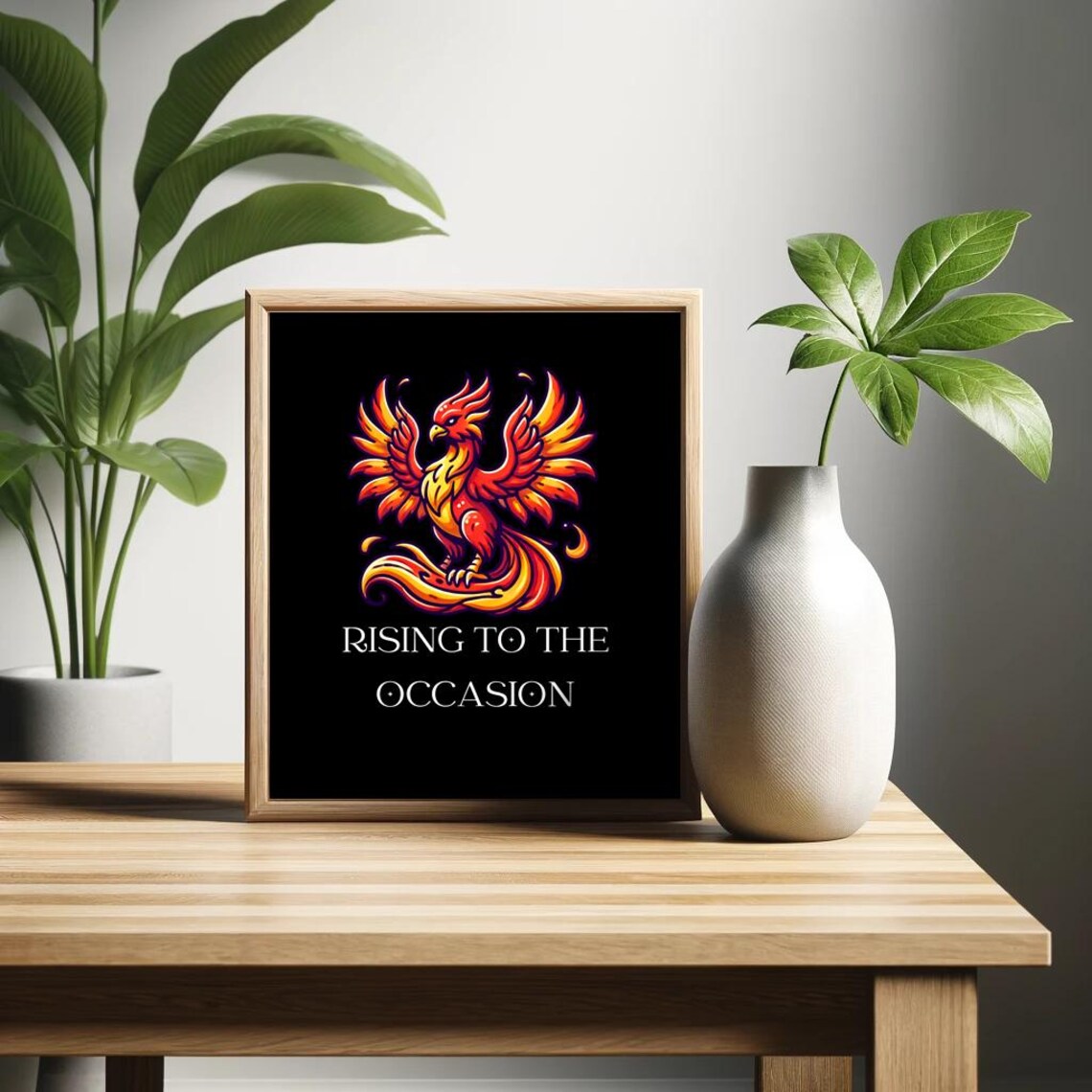 Rising To The Occasion Phoenix Fire Bird Inspirational Black Poster - Image 3