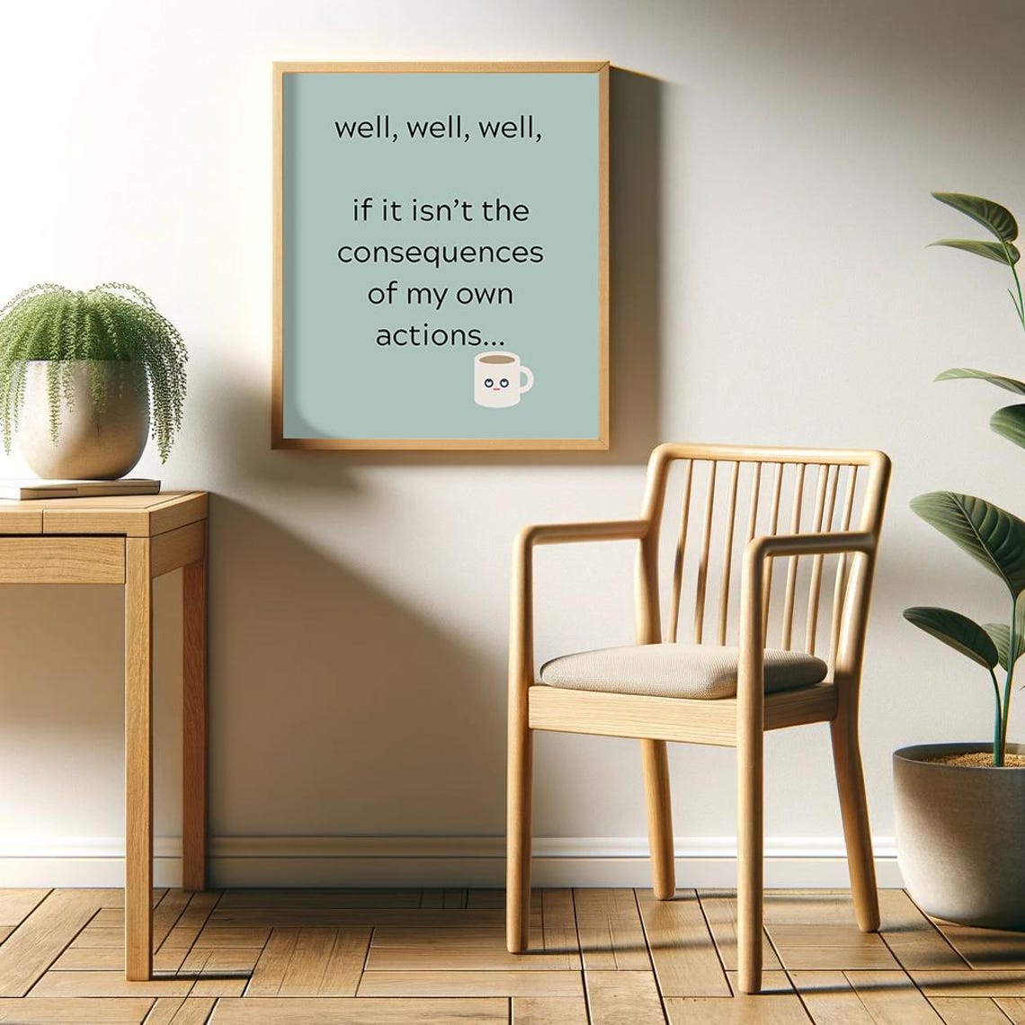Consequences Of My Own Actions Funny Coffee Mug Quote Poster - Image 2