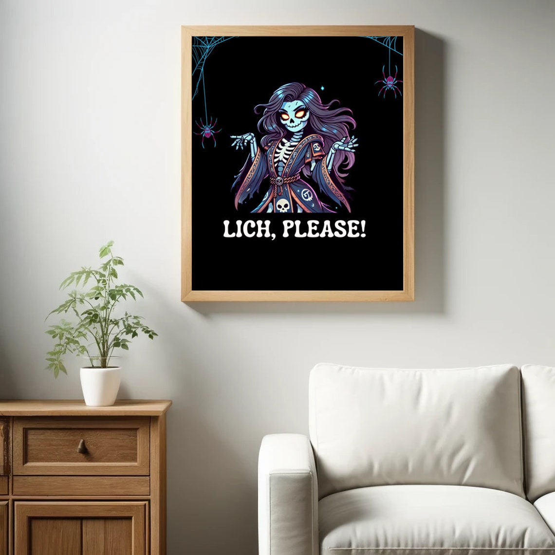 Lich Please Undead Skeleton Sorceress With Spiders Gothic Wall Art