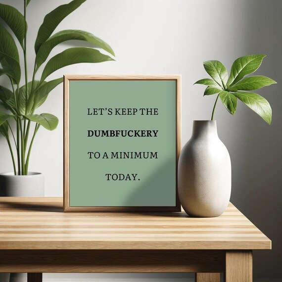 Lets Keep The Dumbfuckery To A Minimum Today Poster Funny Saying Retro Wall Art