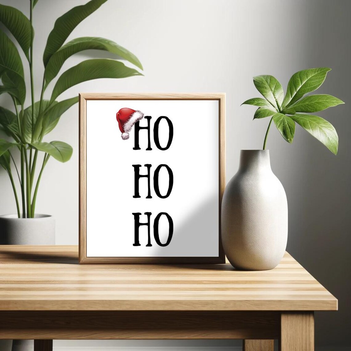 Ho Ho Ho Santa Hat Classic Black And White Christmas Holiday Poster - Image 2