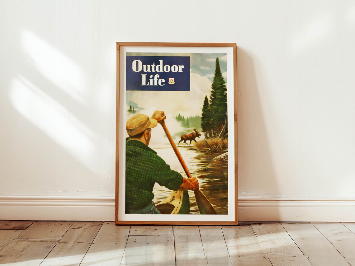Vintage Fishing Poster, Rustic Outdoorsy Art Print