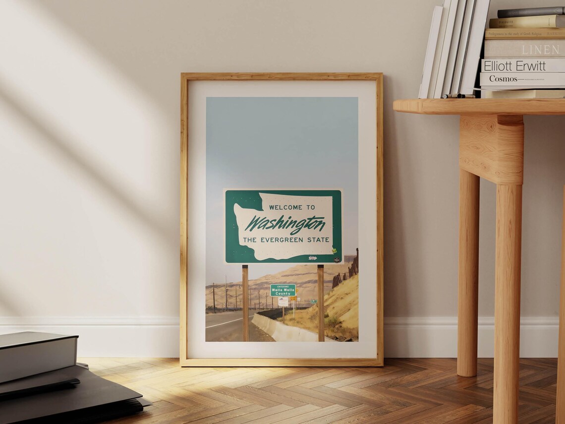 Washington Travel Poster, Rustic Scenery Wall Decor