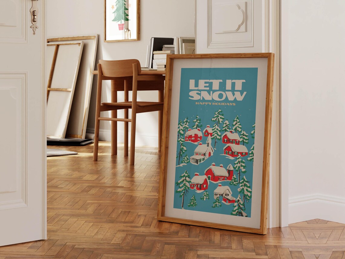Retro Holiday Christmas Kitchen Art Print Poster